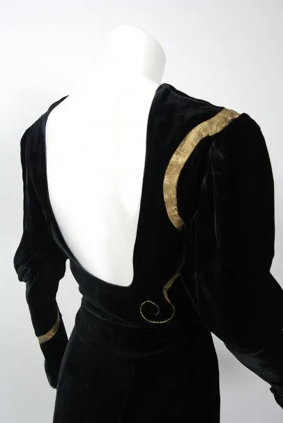 1933 Fay Wray Autographed Fashions Hand-Painted Gold Snake Velvet Gown