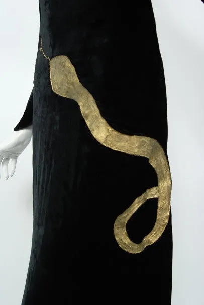 1933 Fay Wray Autographed Fashions Hand-Painted Gold Snake Velvet Gown