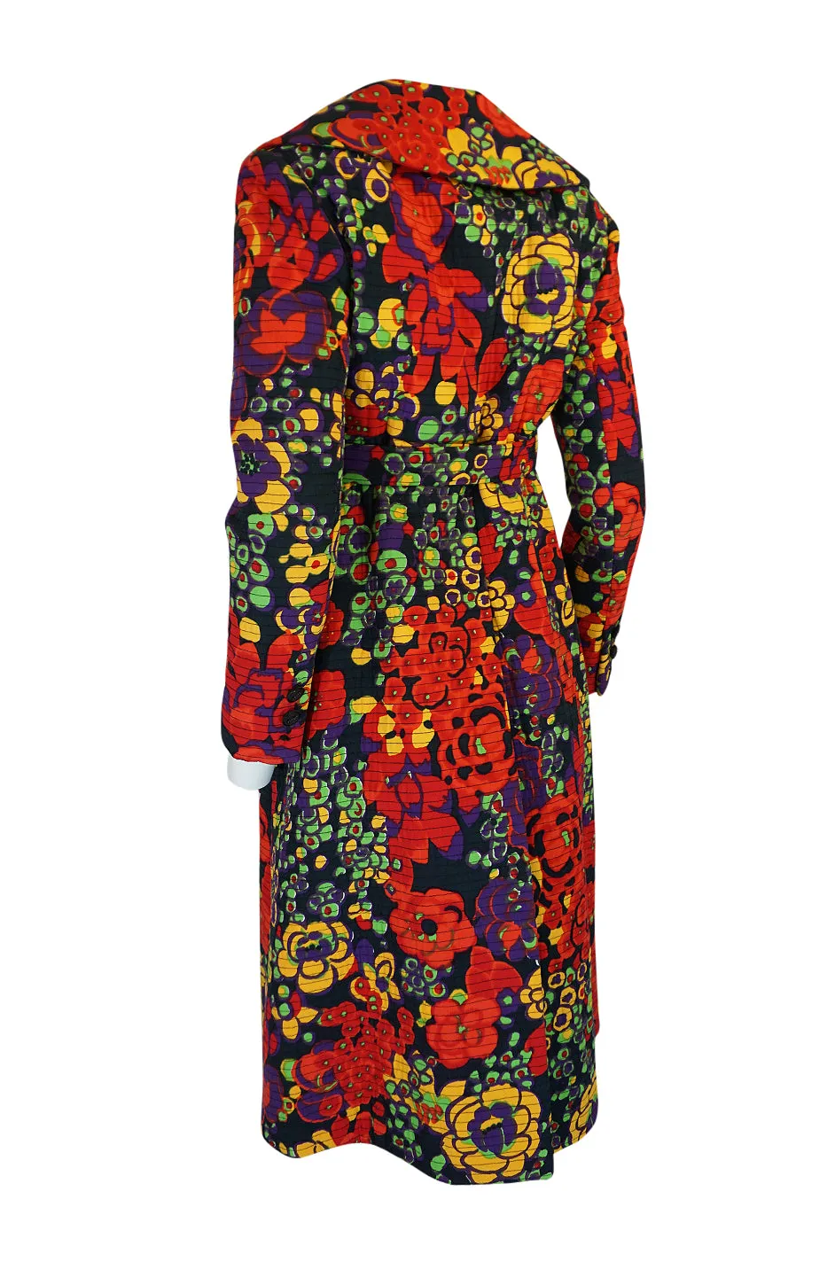 1960s Donald Brooks Fabulous Floral Print Top Stitched Coat