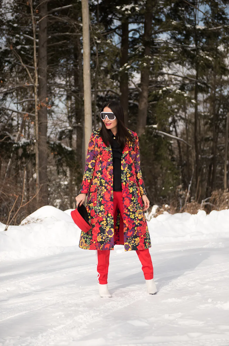 1960s Donald Brooks Fabulous Floral Print Top Stitched Coat