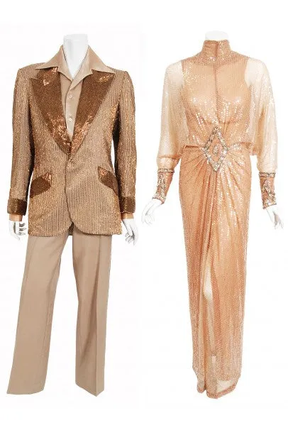 1976 Sonny & Cher Documented Custom-Made Bob Mackie Sequin Gown Suit Set