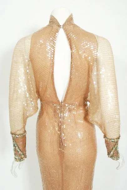 1976 Sonny & Cher Documented Custom-Made Bob Mackie Sequin Gown Suit Set