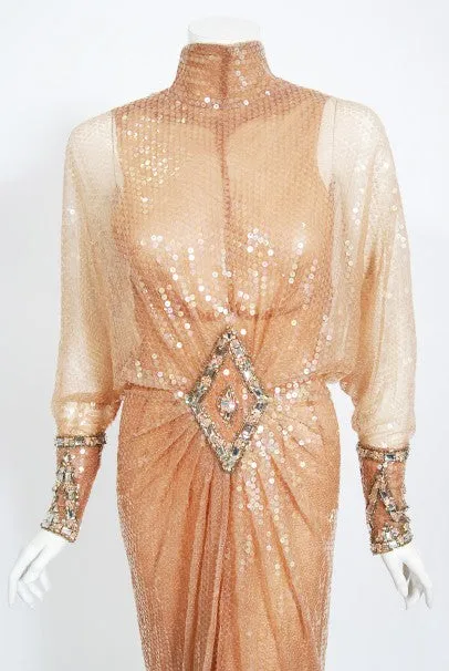 1976 Sonny & Cher Documented Custom-Made Bob Mackie Sequin Gown Suit Set