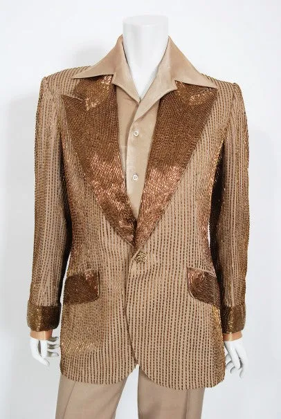 1976 Sonny & Cher Documented Custom-Made Bob Mackie Sequin Gown Suit Set