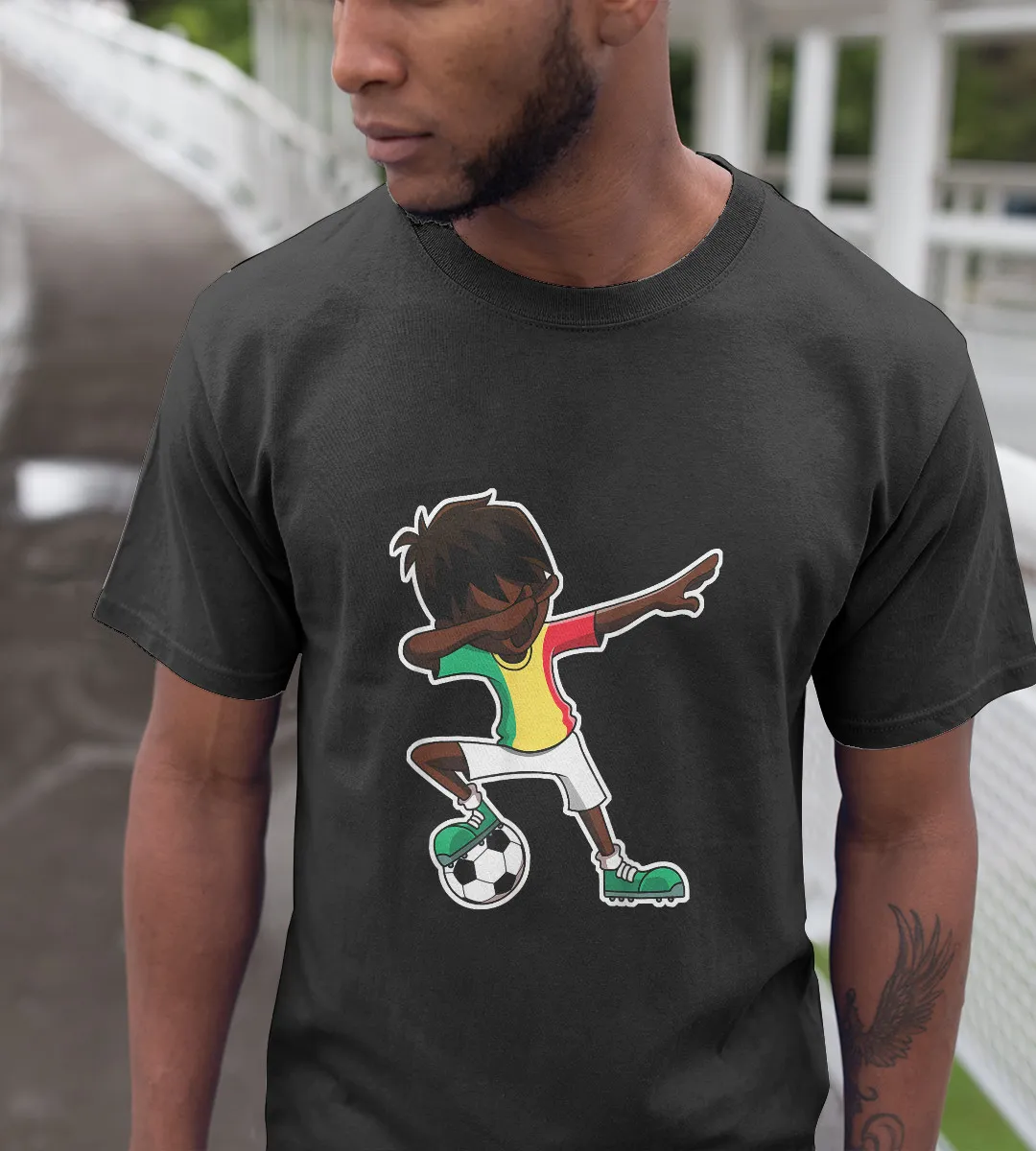 1sttheworld T-Shirt - Dabbing Soccer Boy Senegal T-Shirt Black A35