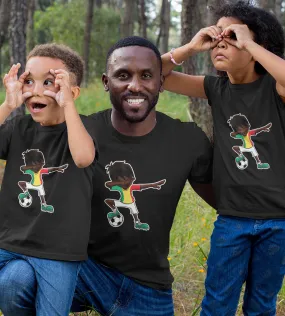 1sttheworld T-Shirt - Dabbing Soccer Boy Senegal T-Shirt Black A35