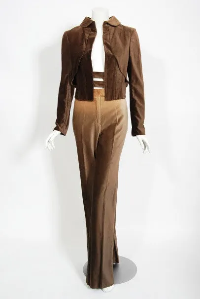 2001 Chloe by Stella McCartney Ombré Velvet Cropped Jacket Pants & Boots