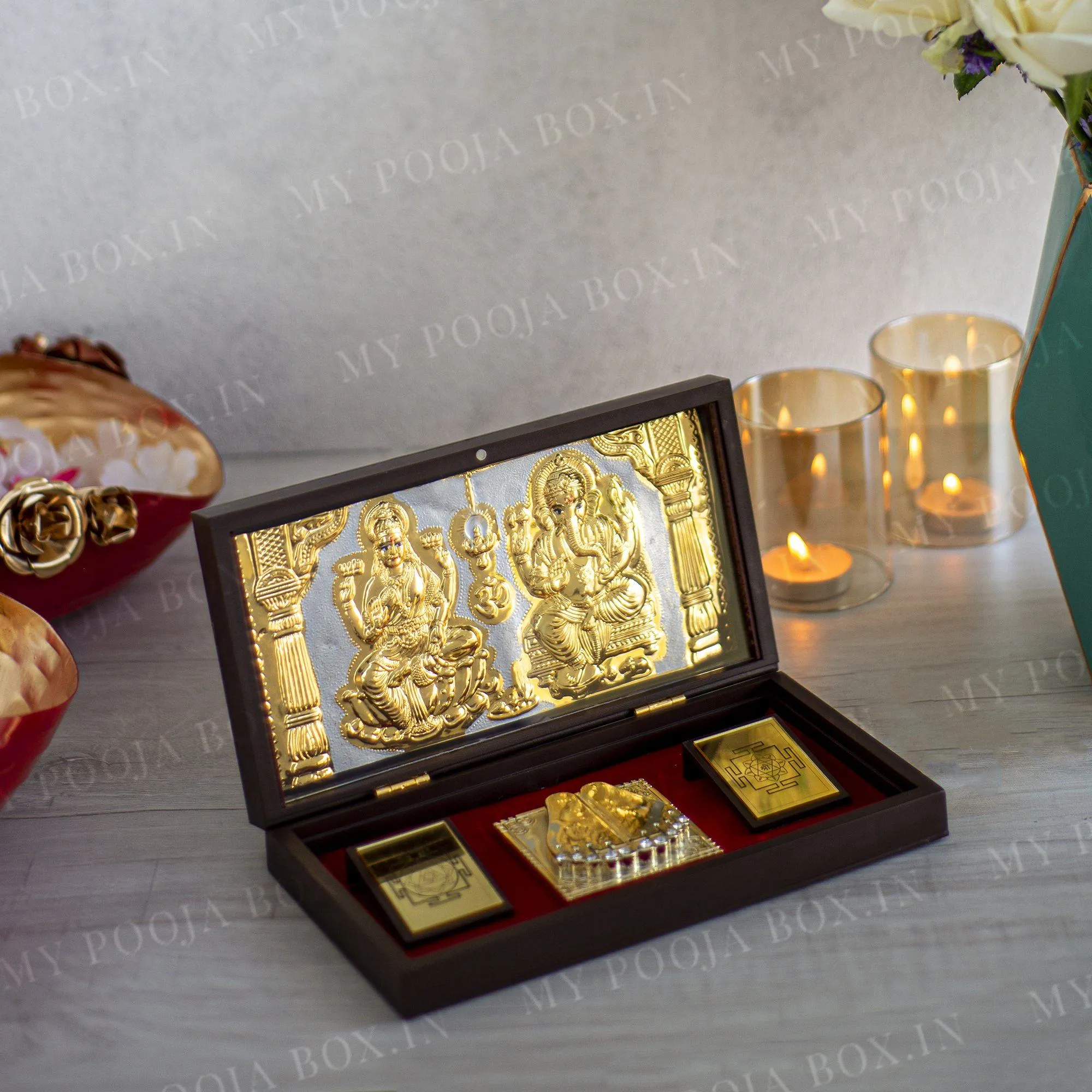 24kt Gold Foil Laxmi Ganesh Pooja Peti