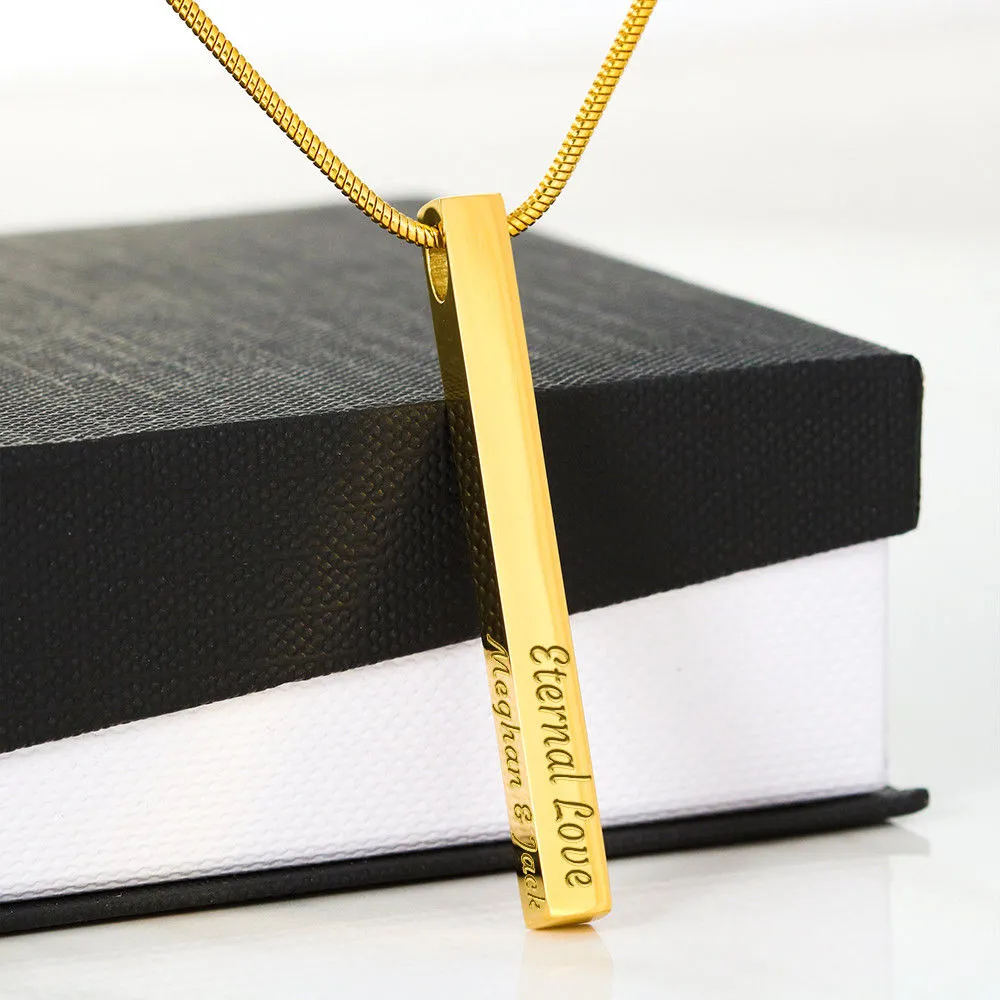 4 Sided Custom Bar Necklace with "better Together" Message Card