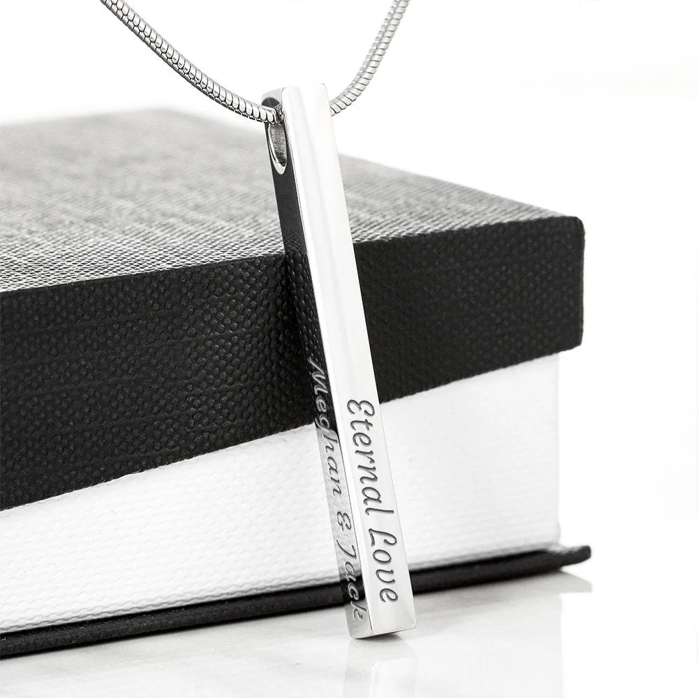 4 Sided Custom Bar Necklace with "better Together" Message Card