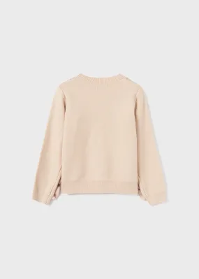 Abel & Lula Girls Beige Viscose Ruffle Detail Sweater