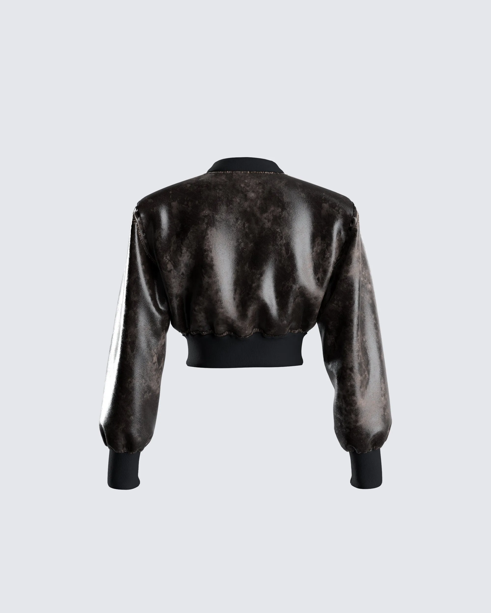 Ada Black Faux Leather Crop Jacket