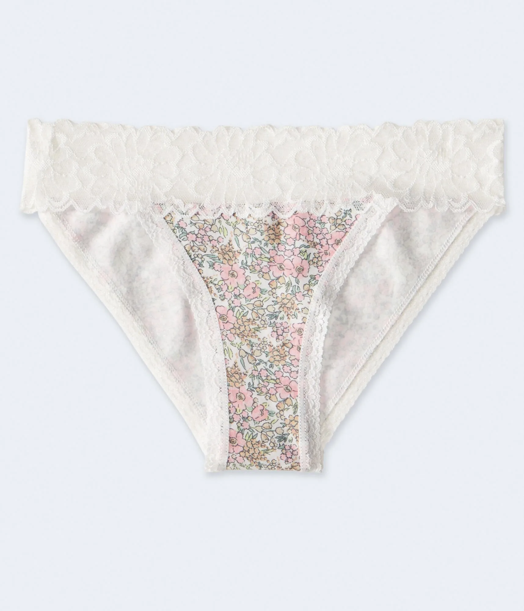 Aeropostale Womens' Floral Lace-Trim Bikini - White - Size M - Cotton - Teen Fashion & Clothing Cream