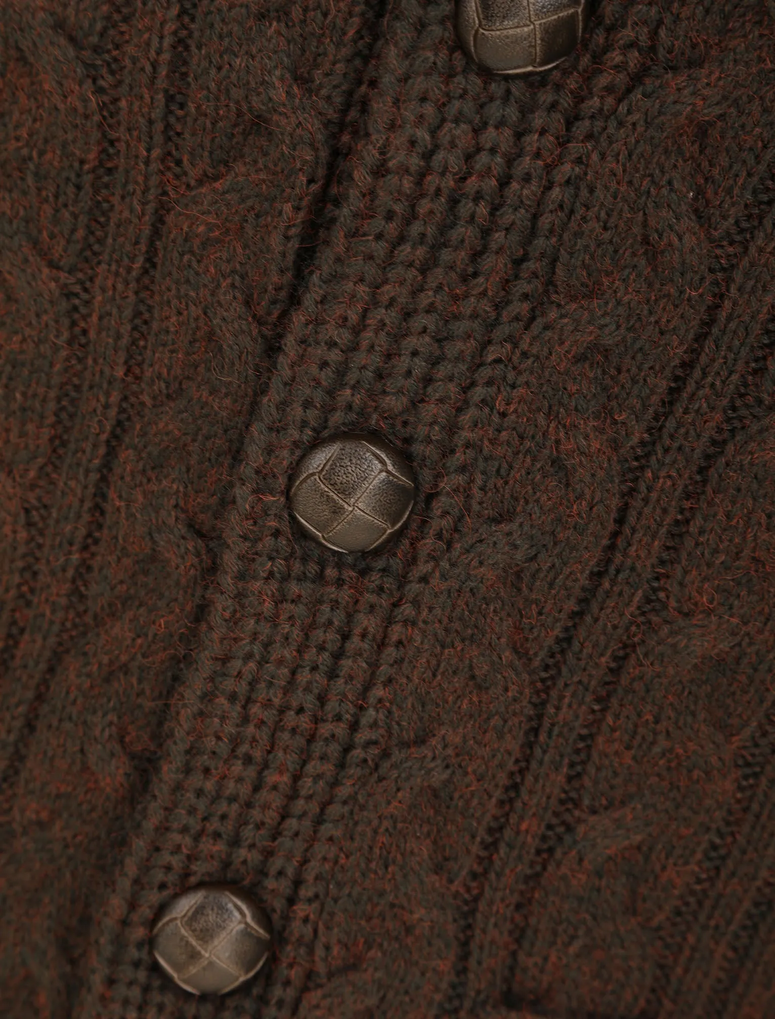 Andromeda Cable Knitted Wool Blend Cardigan with Shawl Collar In Brown - Tokyo Laundry