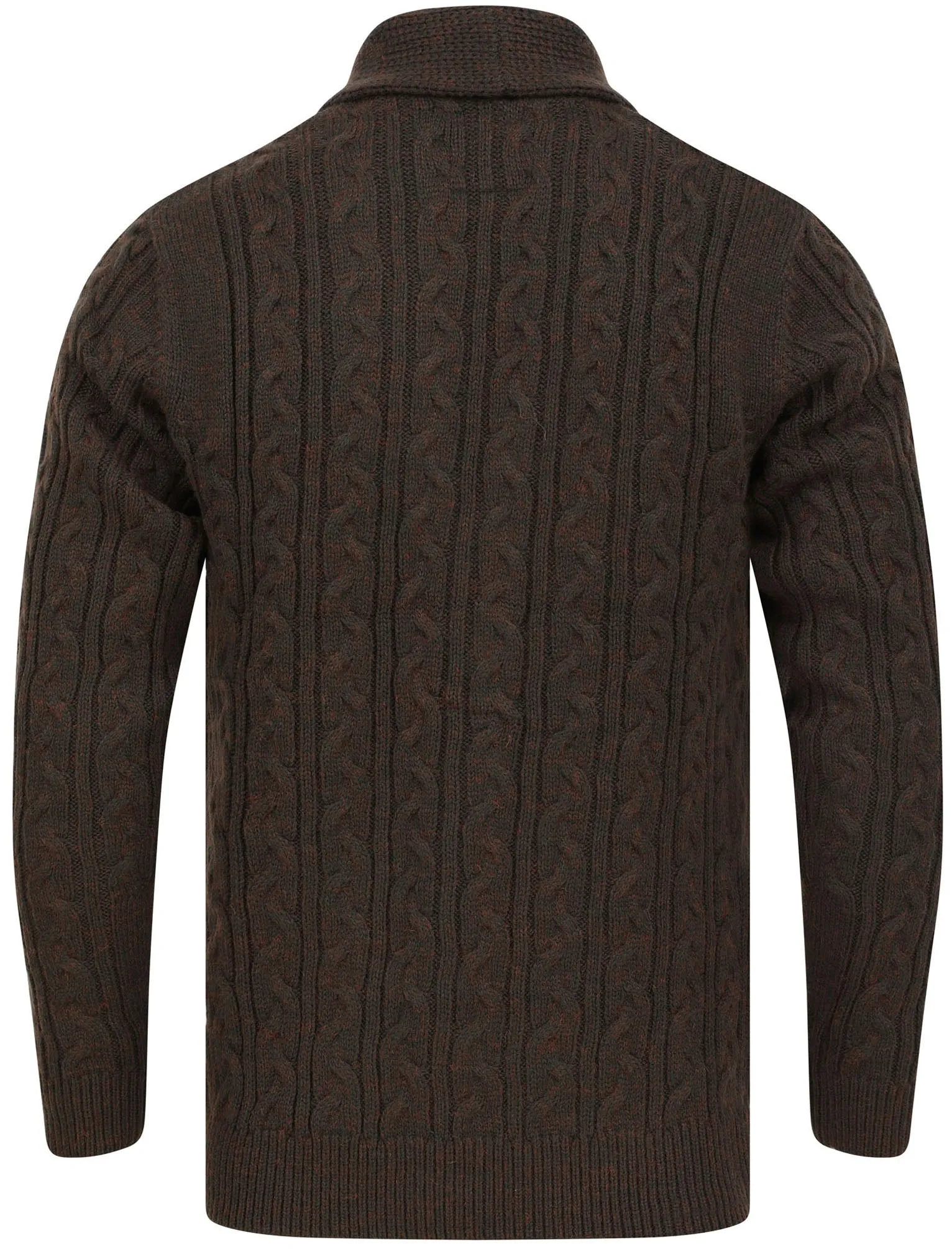 Andromeda Cable Knitted Wool Blend Cardigan with Shawl Collar In Brown - Tokyo Laundry