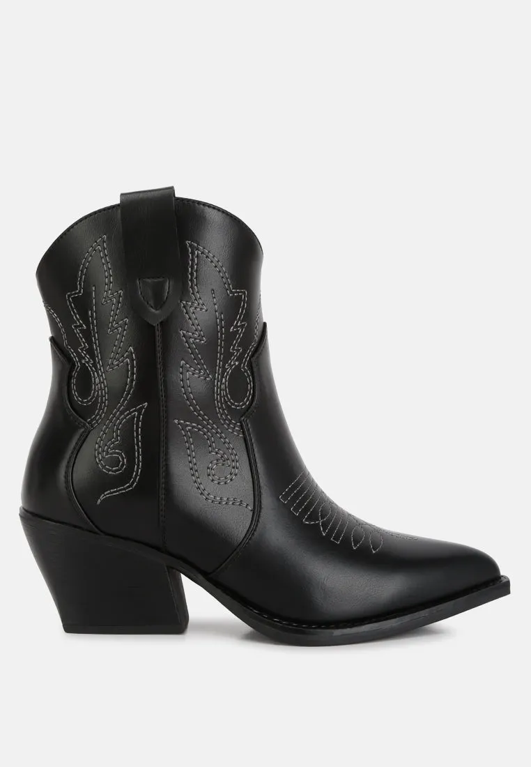 Aries Ankle Length Block Heel Cowboy Boots