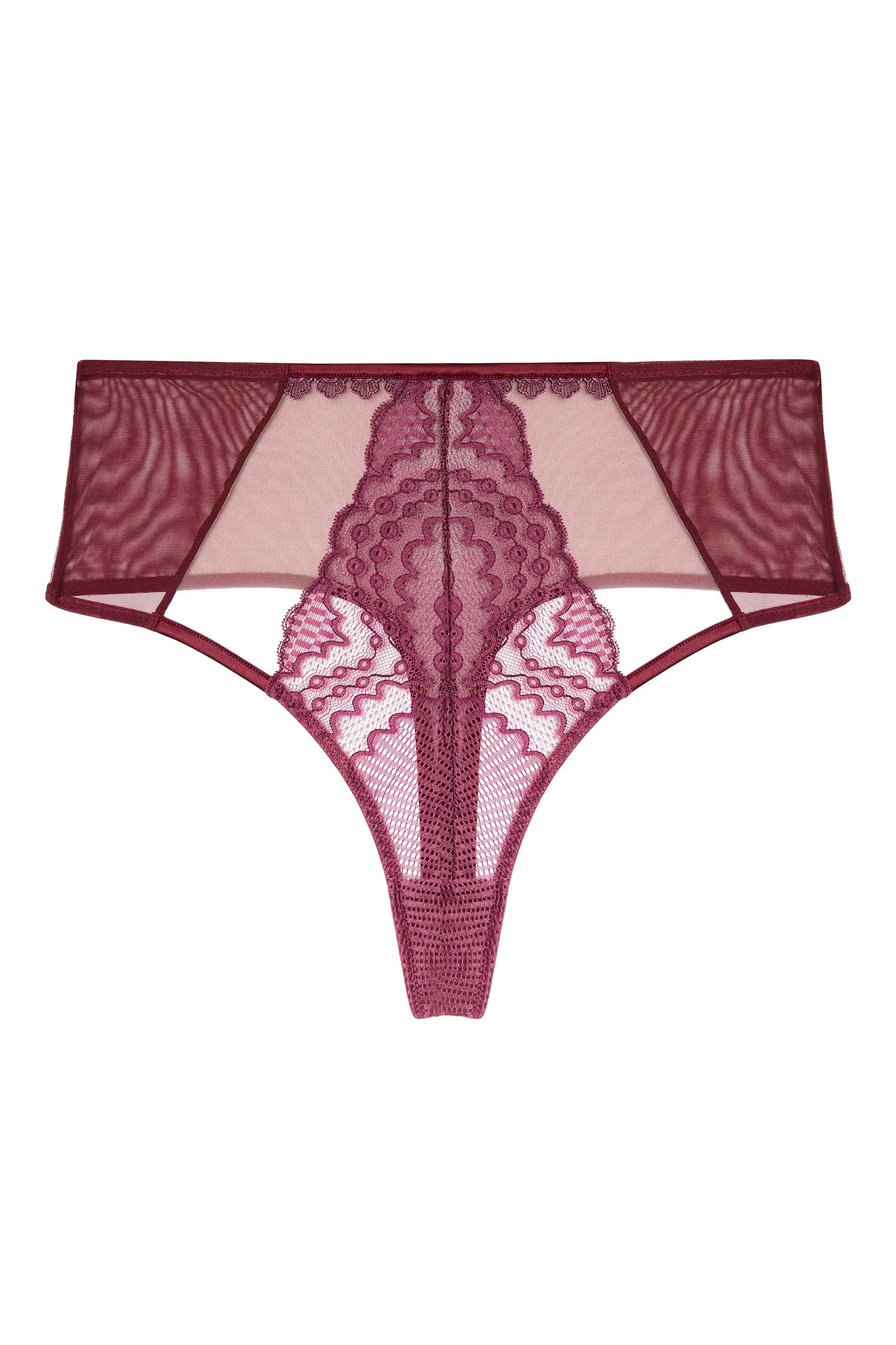 Astrid Merlot Lace And Trim High Waisted Brief