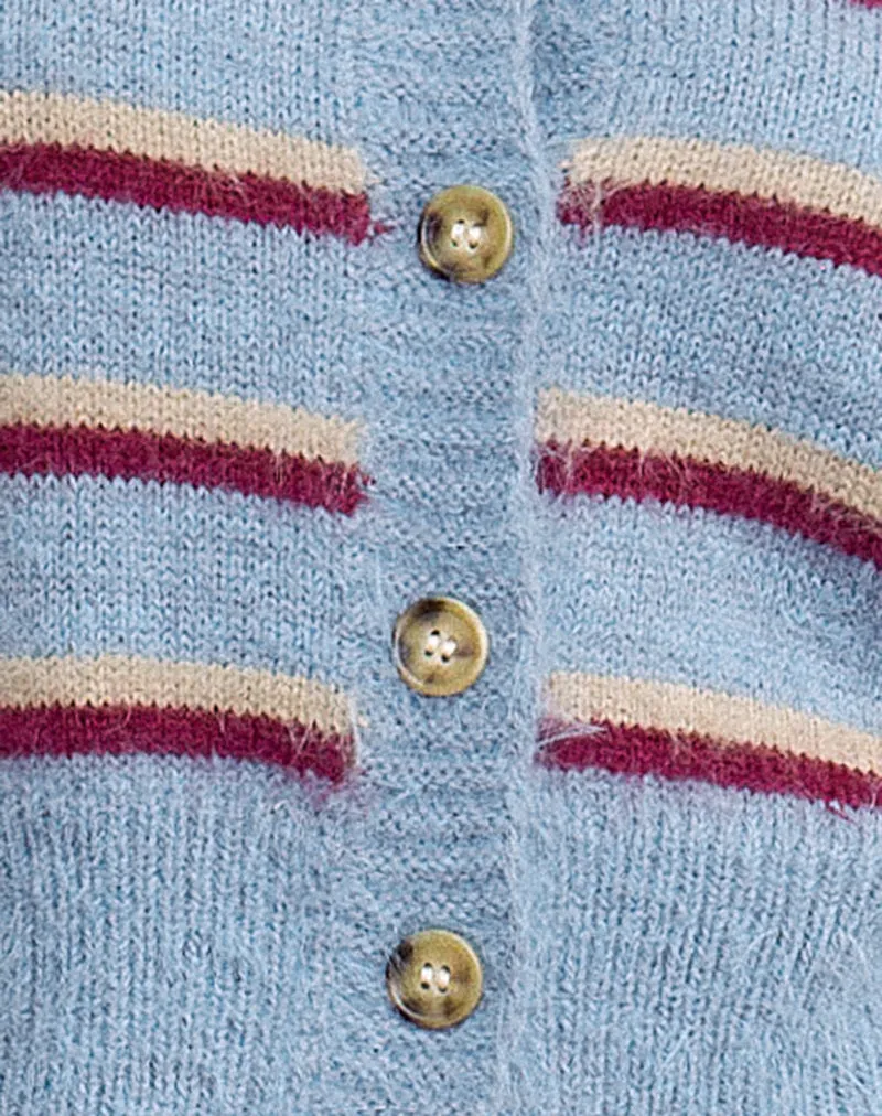 Audrina Cardigan in Blue and Red Stripe