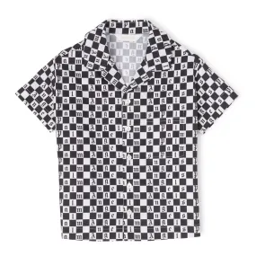 Black & White Checkerboard Print Shirt