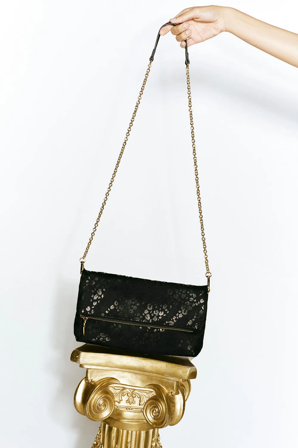 Black Leopard Faux Suede Cross Body Bag