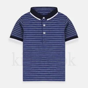 Blue and White Lining Polo Shirt 1832