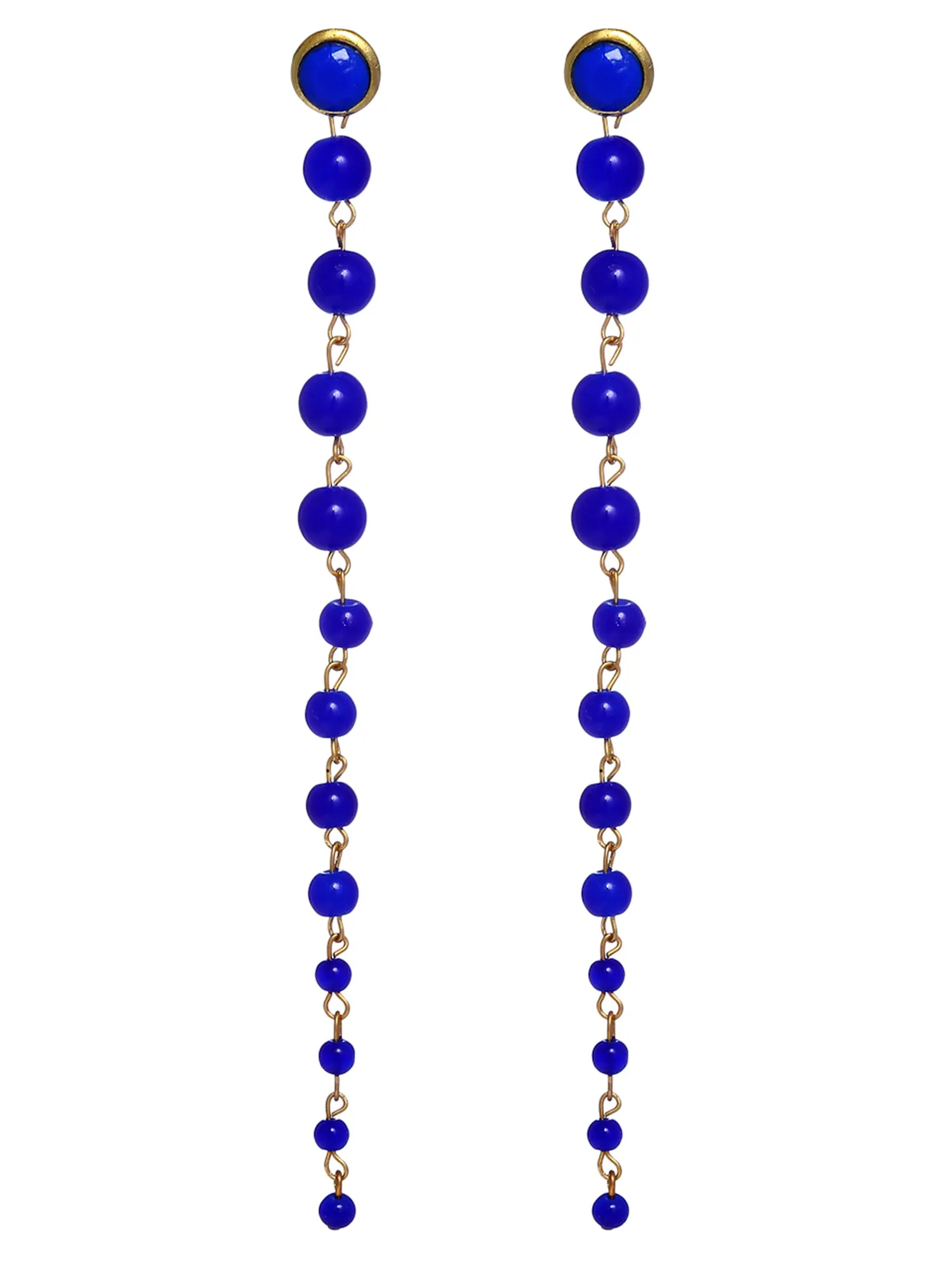 Blue Beads Long Dangler Earrings