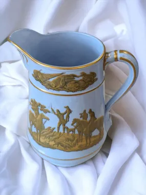 Blue  Vintage Prattware 19th Century Hunting Jug