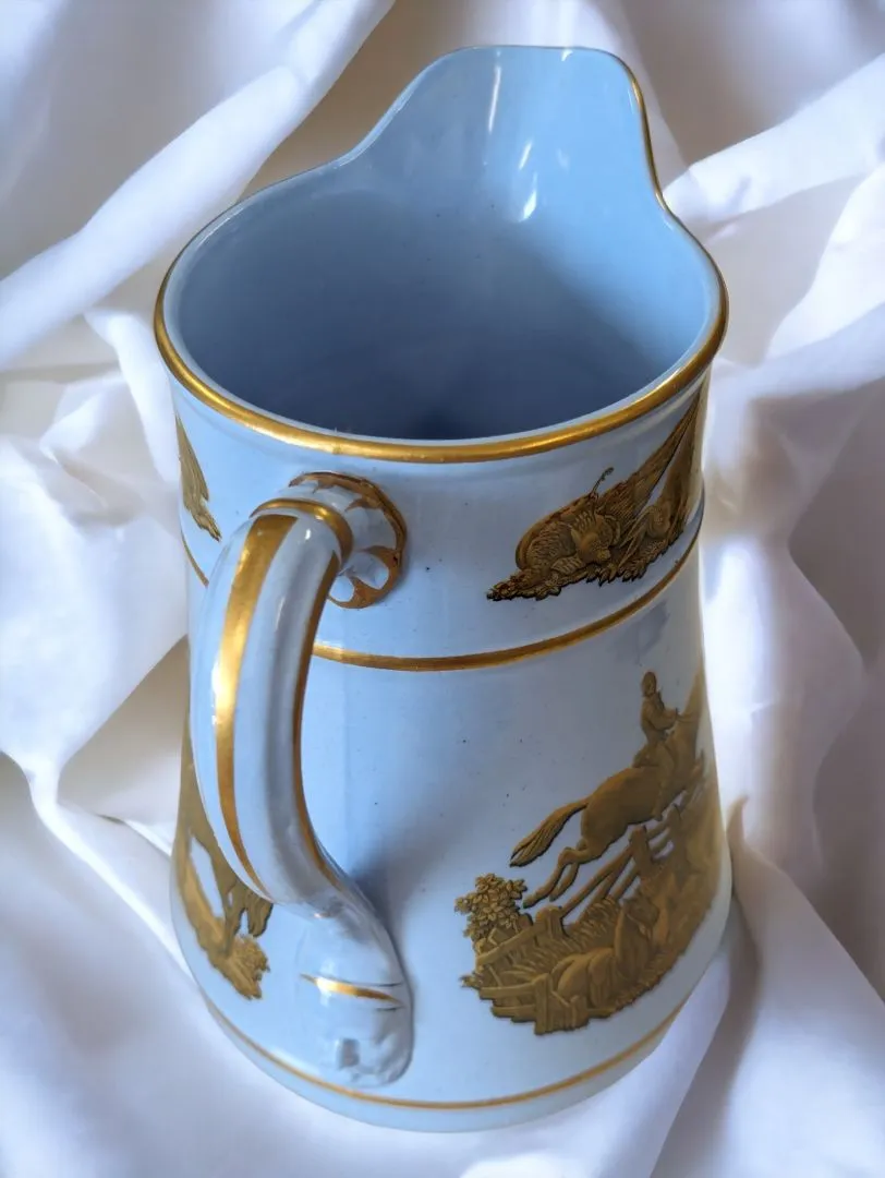 Blue  Vintage Prattware 19th Century Hunting Jug