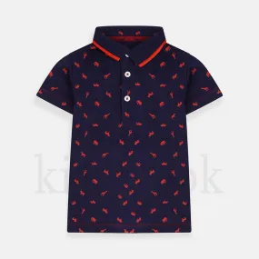 Blue with Red Animal Pattern Polo Shirt 1835