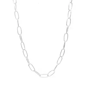 Bold Textured Paperclip 14k White Gold Chain