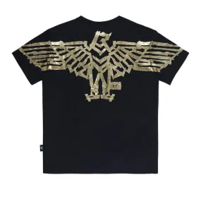 BOY TAPE EAGLE BACKPRINT T-SHIRT - BLACK/GOLD