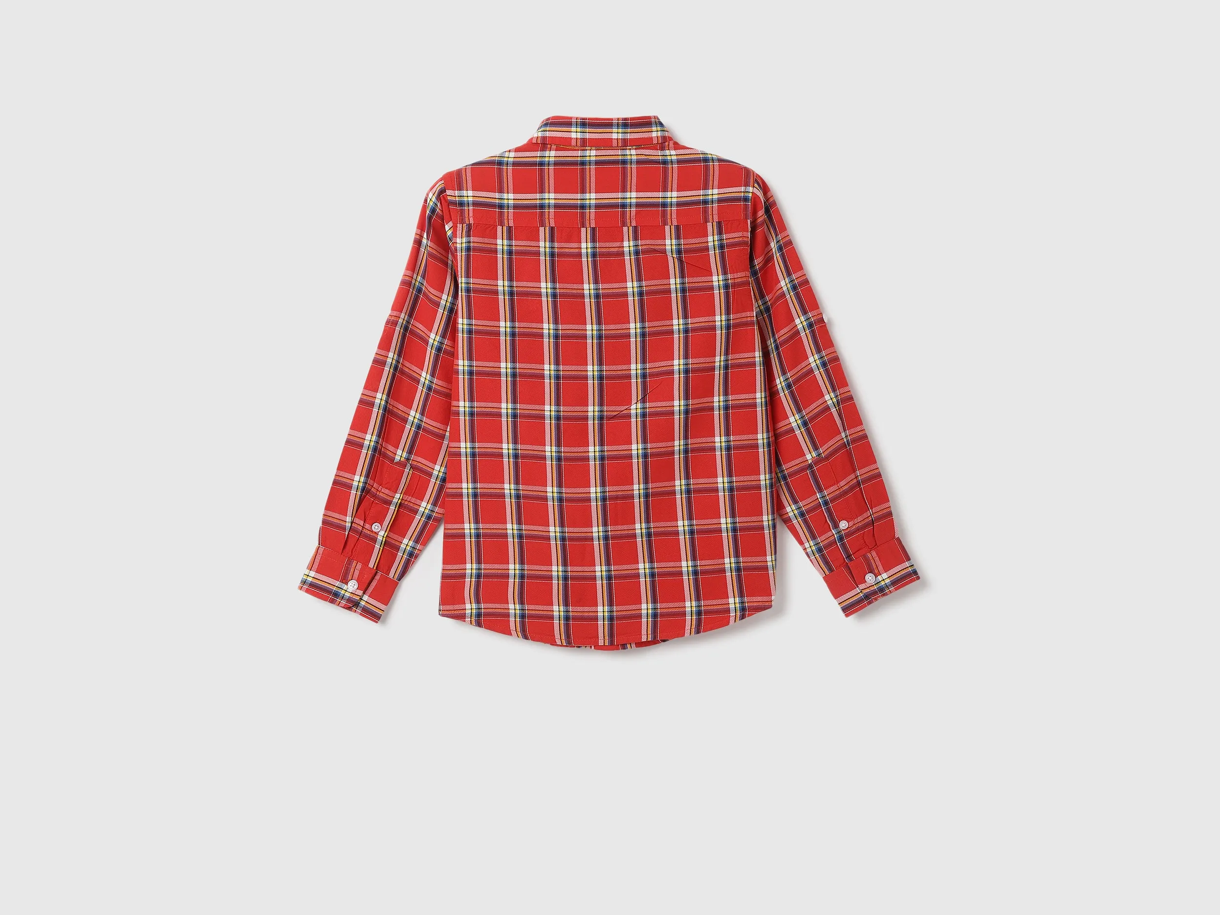 Boys Checked Spread Collar Shirt