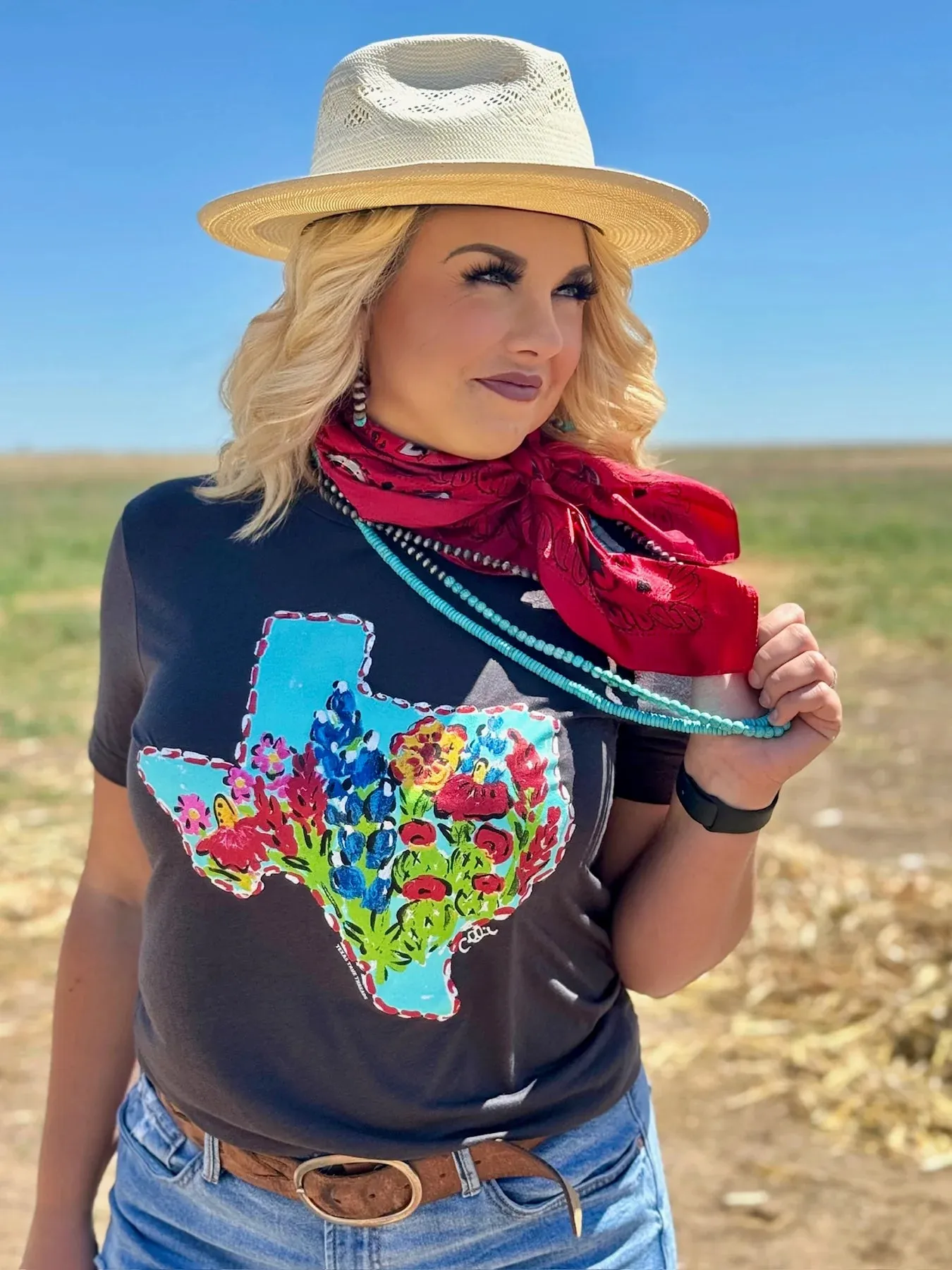 Callie Ann Stelter Bluebonnet Texas V-Neck Tee