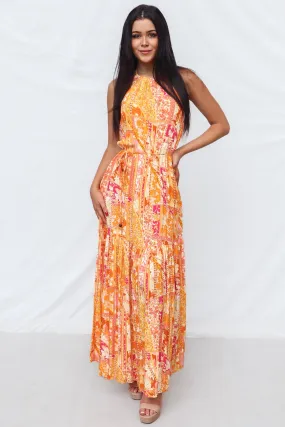 Calypso Maxi Dress - Orange Print