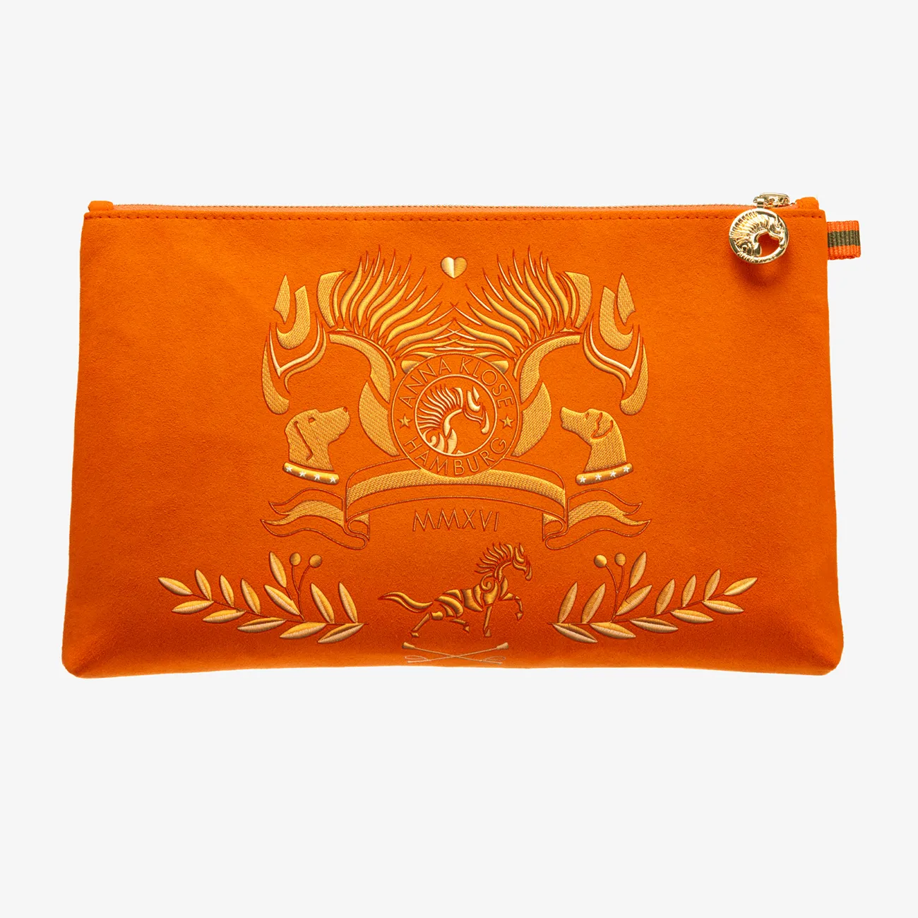 Clutch "ANNA Orange" with golden print