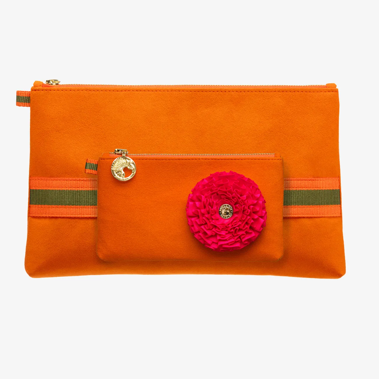 Clutch "ANNA Orange" with golden print