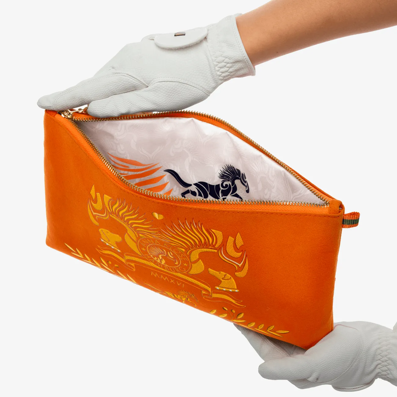 Clutch "ANNA Orange" with golden print