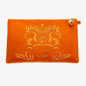 Clutch "ANNA Orange" with golden print