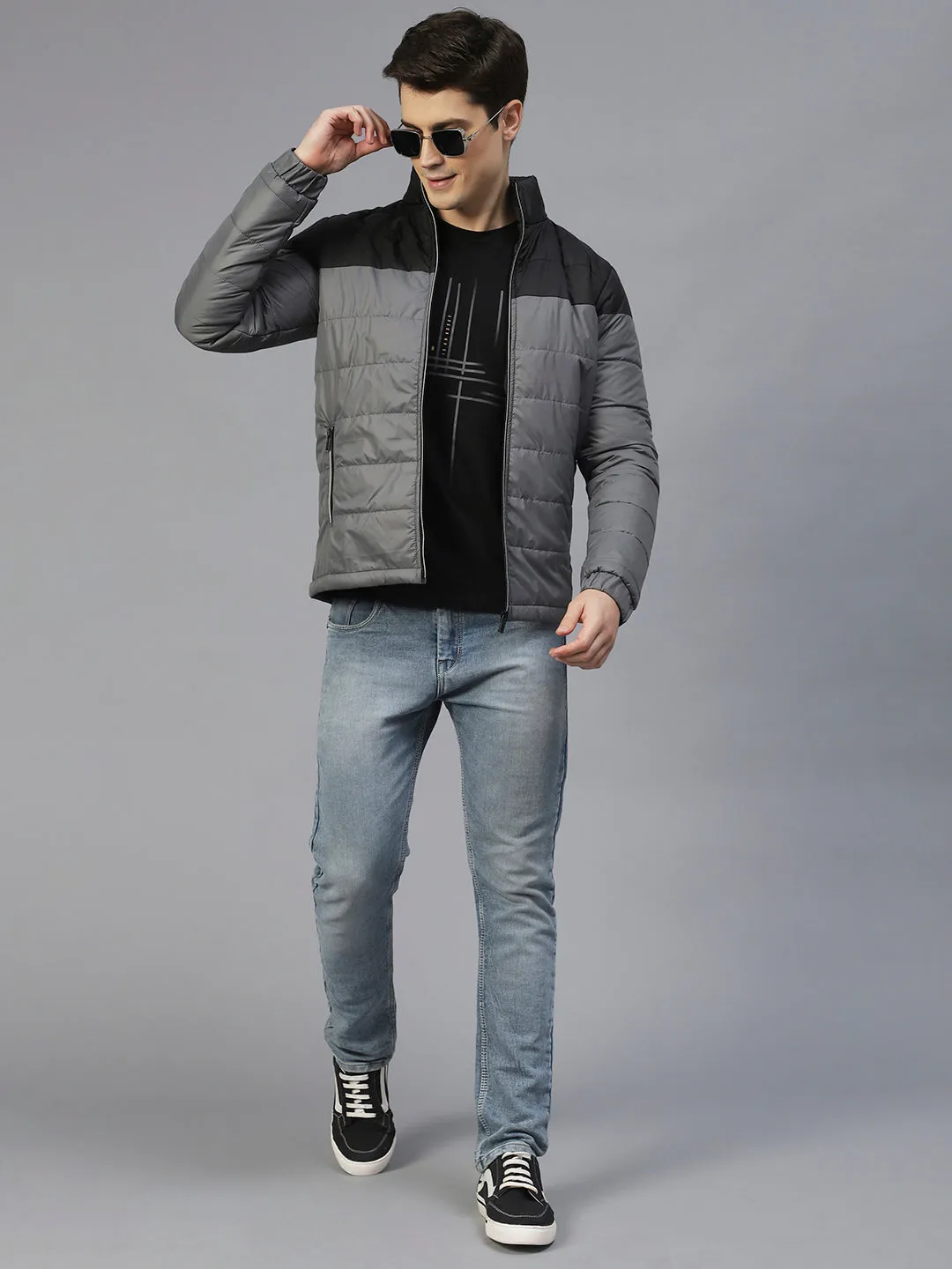 Colorblock Full Sleeves Puffer Jacket