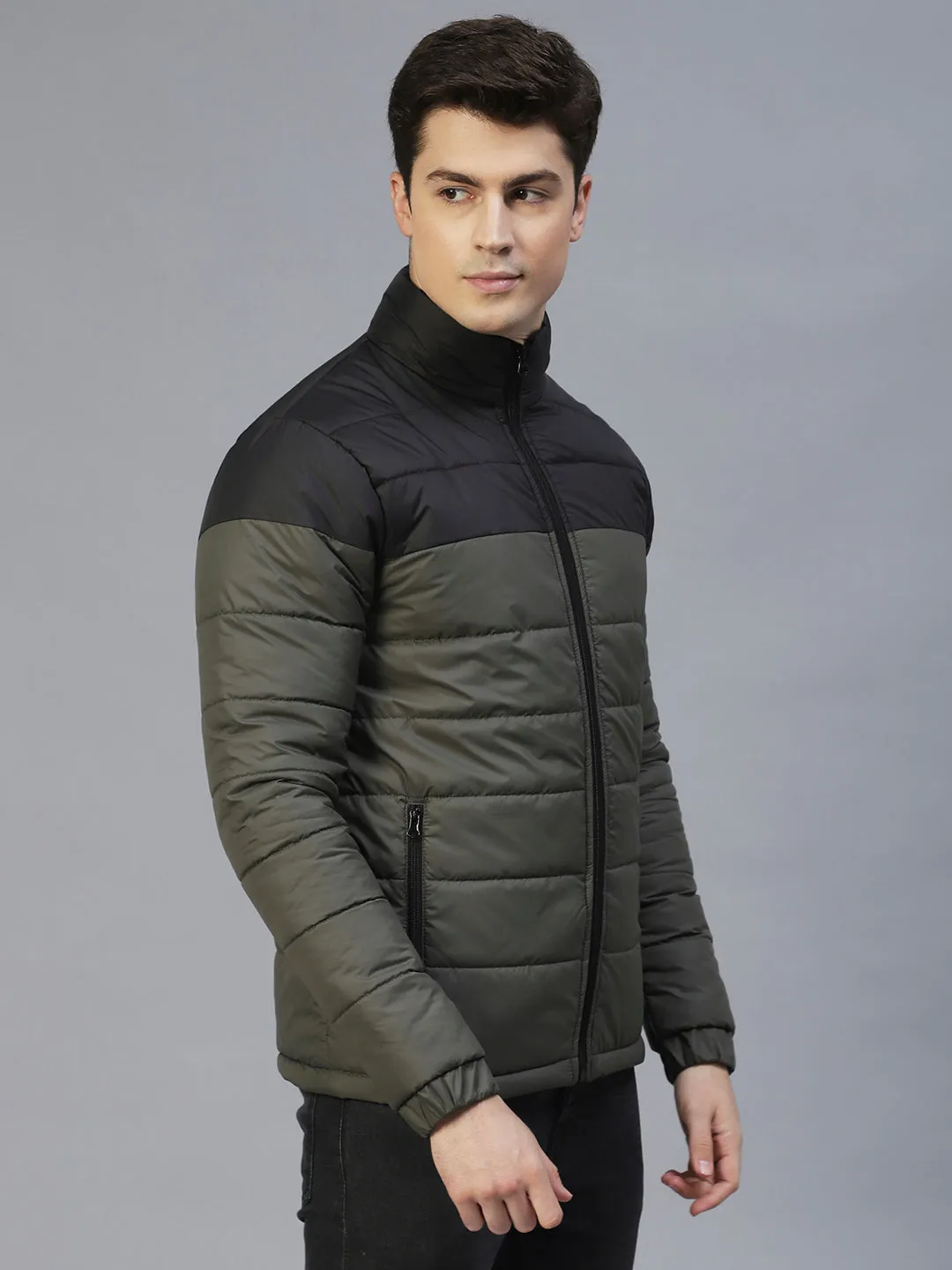 Colorblock Full Sleeves Puffer Jacket