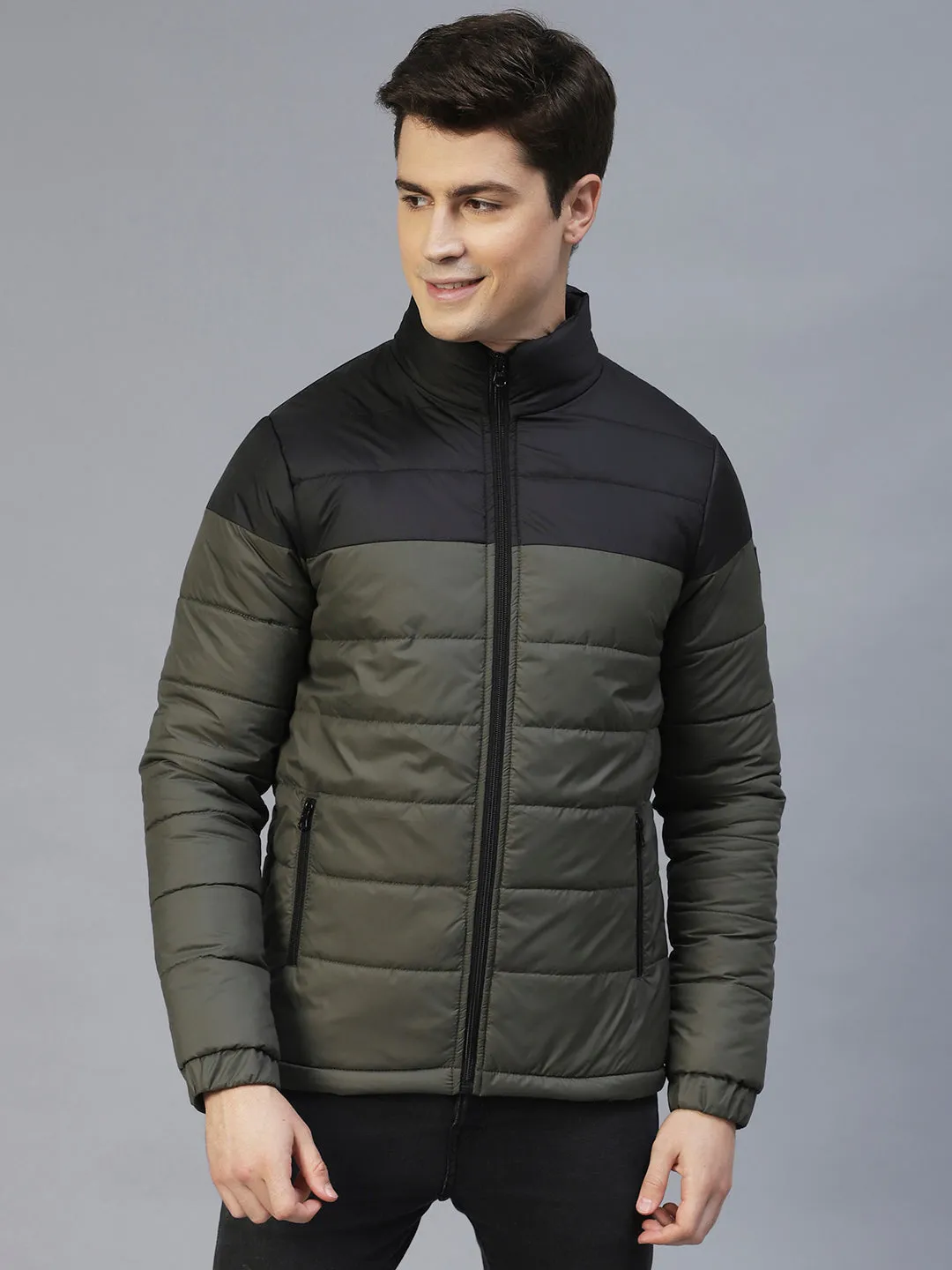 Colorblock Full Sleeves Puffer Jacket