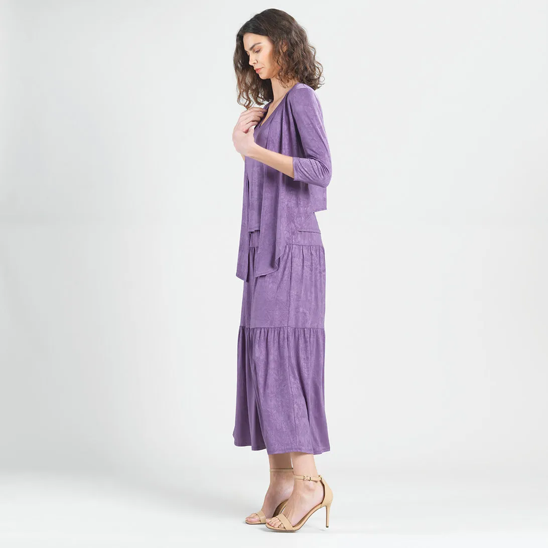 Crushed Silk Knit - Cardigan, Tank, Skirt-Pant 3pc Set - Plum - Final Sale!