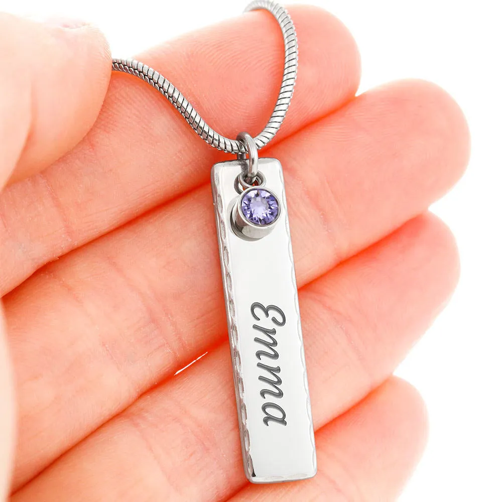 Cubic Zirconia Birth Stone Name Necklace With On Demand Message Card