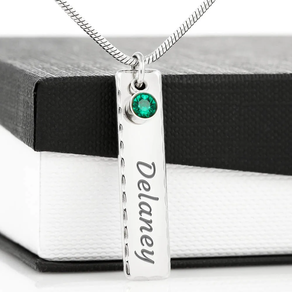 Cubic Zirconia Birth Stone Name Necklace With On Demand Message Card