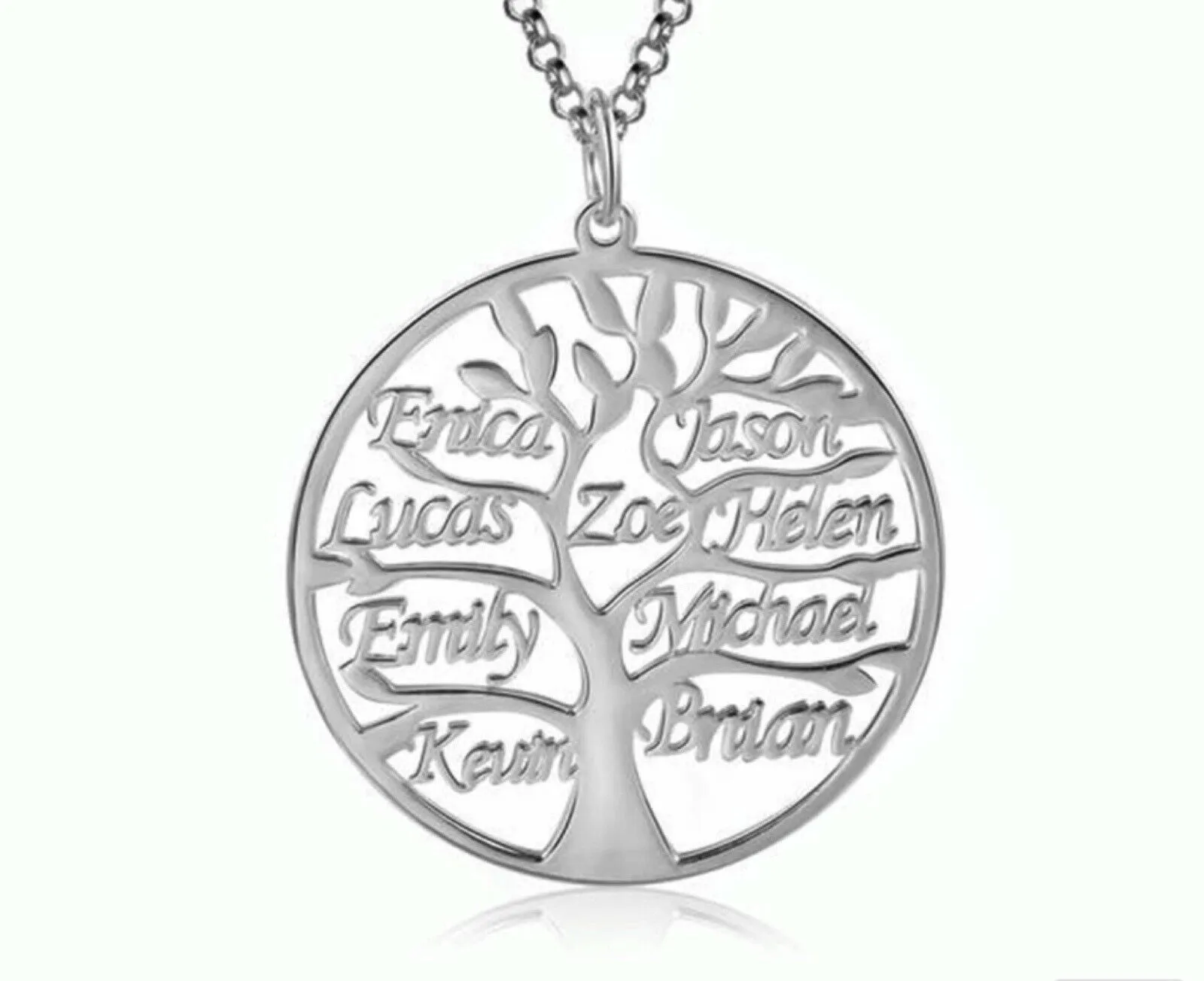 Custom Sterling Silver English / Arabic Family Tree Necklace