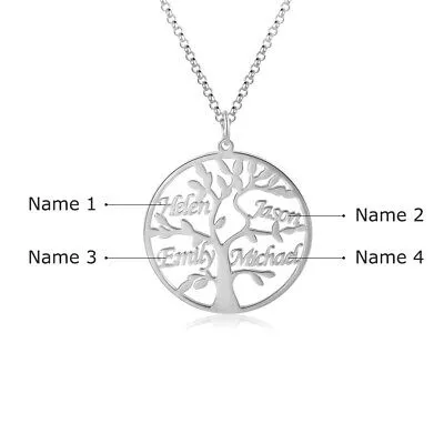 Custom Sterling Silver English / Arabic Family Tree Necklace