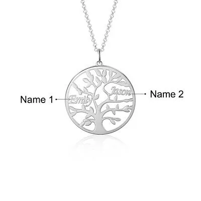 Custom Sterling Silver English / Arabic Family Tree Necklace