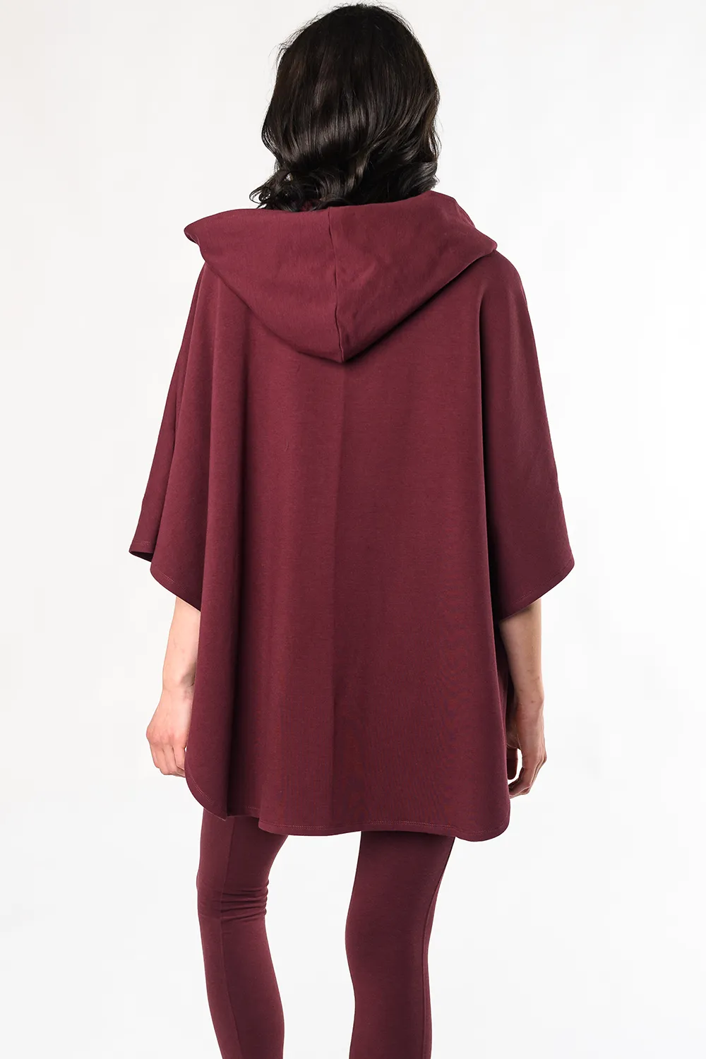 Dakota Hooded Bamboo Poncho - Wine