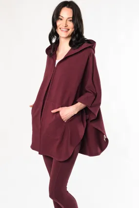 Dakota Hooded Bamboo Poncho - Wine