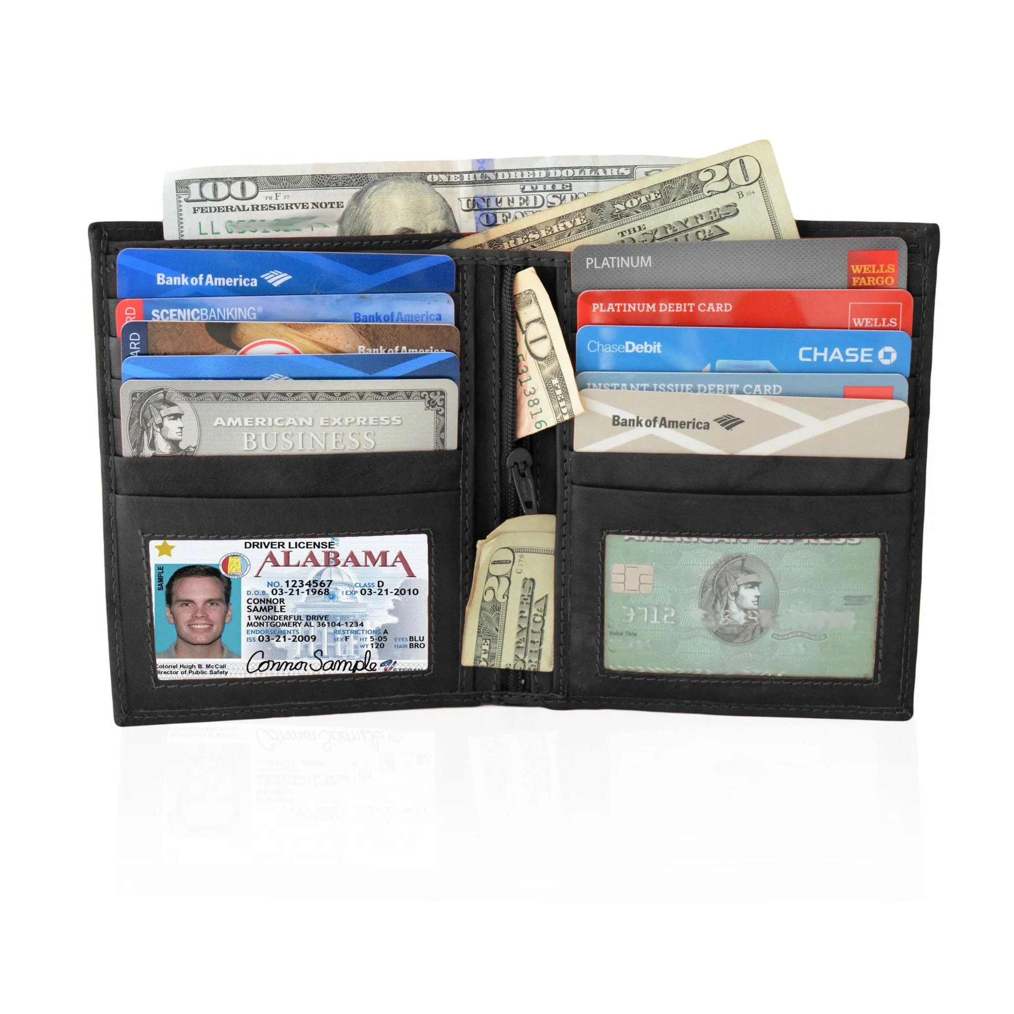 Deluxe RFID-Blocking Soft Genuine Leather Bifold Wallet For Men - Black